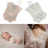 Newborn Photography Accessories - Cute Floral Lace Romper & Headband Set