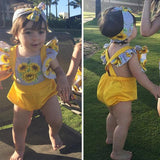 Baby Girls Ruffles Sunflower Romper + Headband