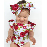 Floral Newborn Baby Girl Bodysuit + Headband 0-24M