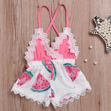 Summer Watermelon Backless Rompers