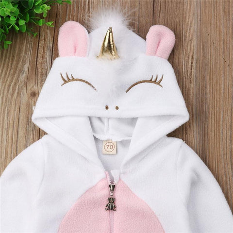 Romper - Unicorn Hooded Rompers 0-18M