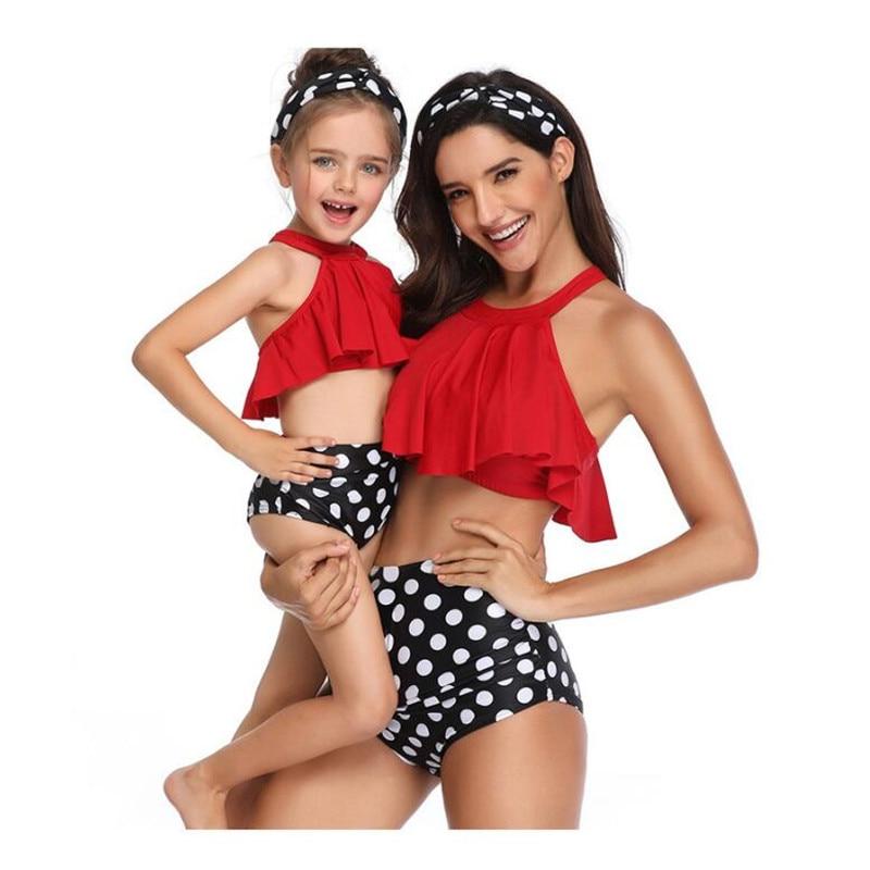Swimwear - Cool Red Mom & Daughter Swimsuits