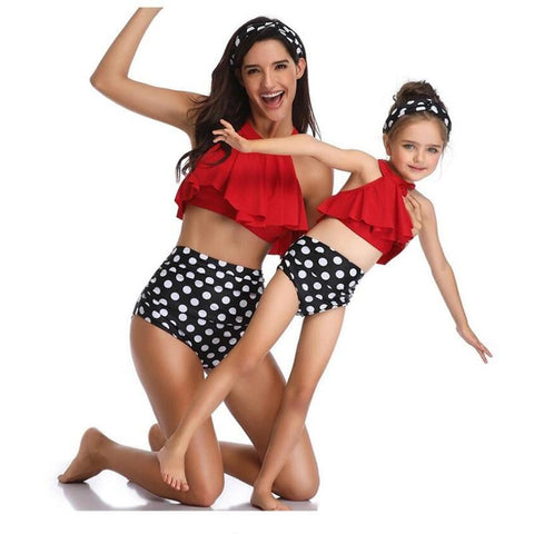 Swimwear - Cool Red Mom & Daughter Swimsuits