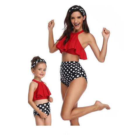 Swimwear - Cool Red Mom & Daughter Swimsuits